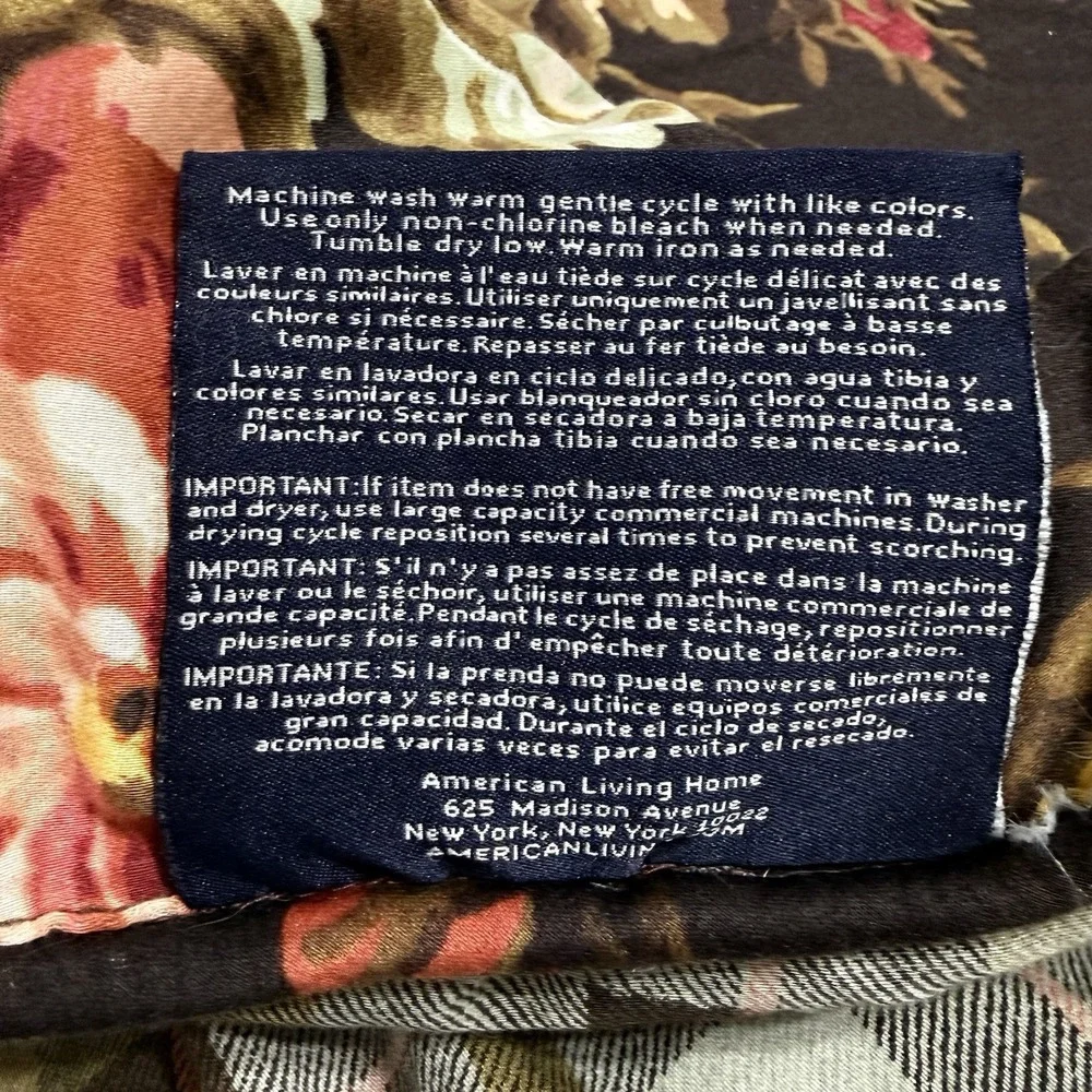 Vtg American Living Cardiff King Comforter Ralph Lauren Floral Plaid Retired